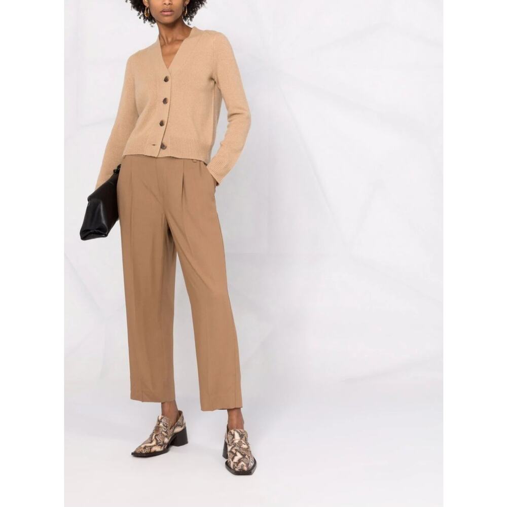 Vince Women's Brown Tan Pleat-Detail Cropped Tailored Trousers NWT Size X-Small